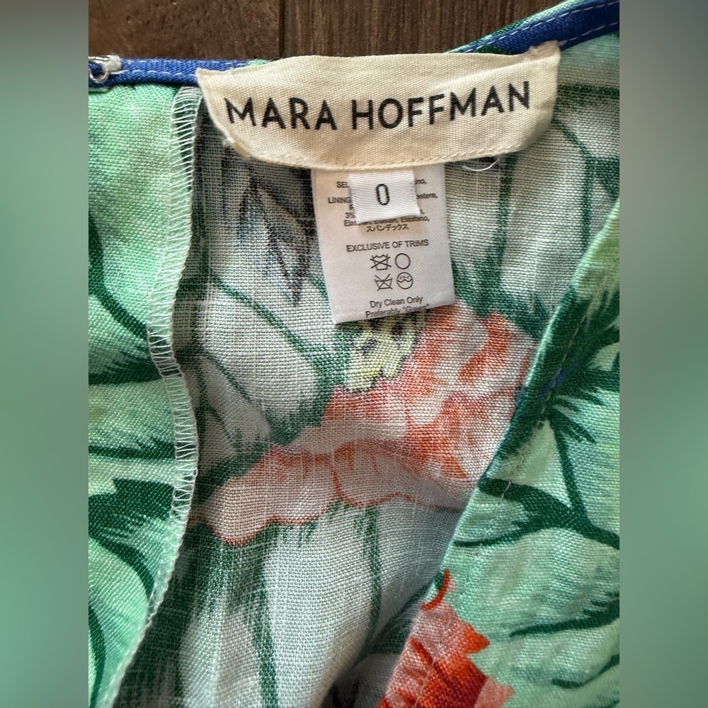 Mara Hoffman Bandeau Romper in Leaf Linen Size 0 - Picture 7 of 10